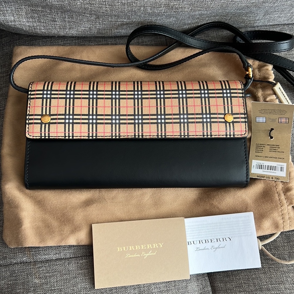 Burberry small Henley check wallet on chain / crossbody bag